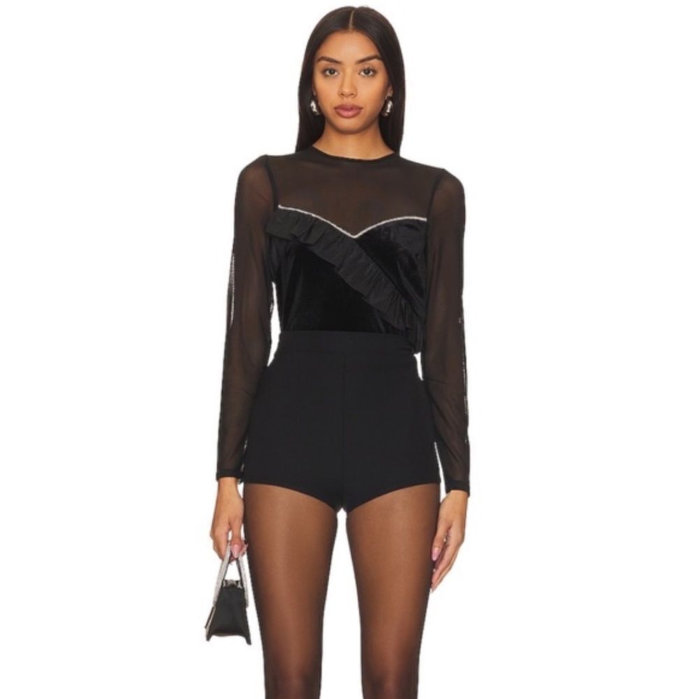 Saylor Dascha Velvet and Mesh Top NWT